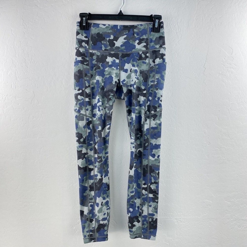Athleta Ultimate Stash 7/8 Leggings Cloud‎ Camo Dress Blue Running Size S
